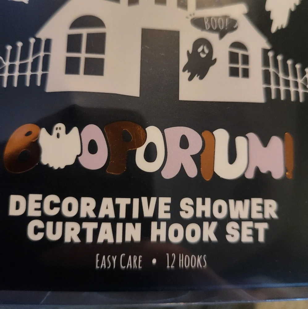 Brand new Halloween decorative shower curtain hooks - ghost dogs with pumpkins